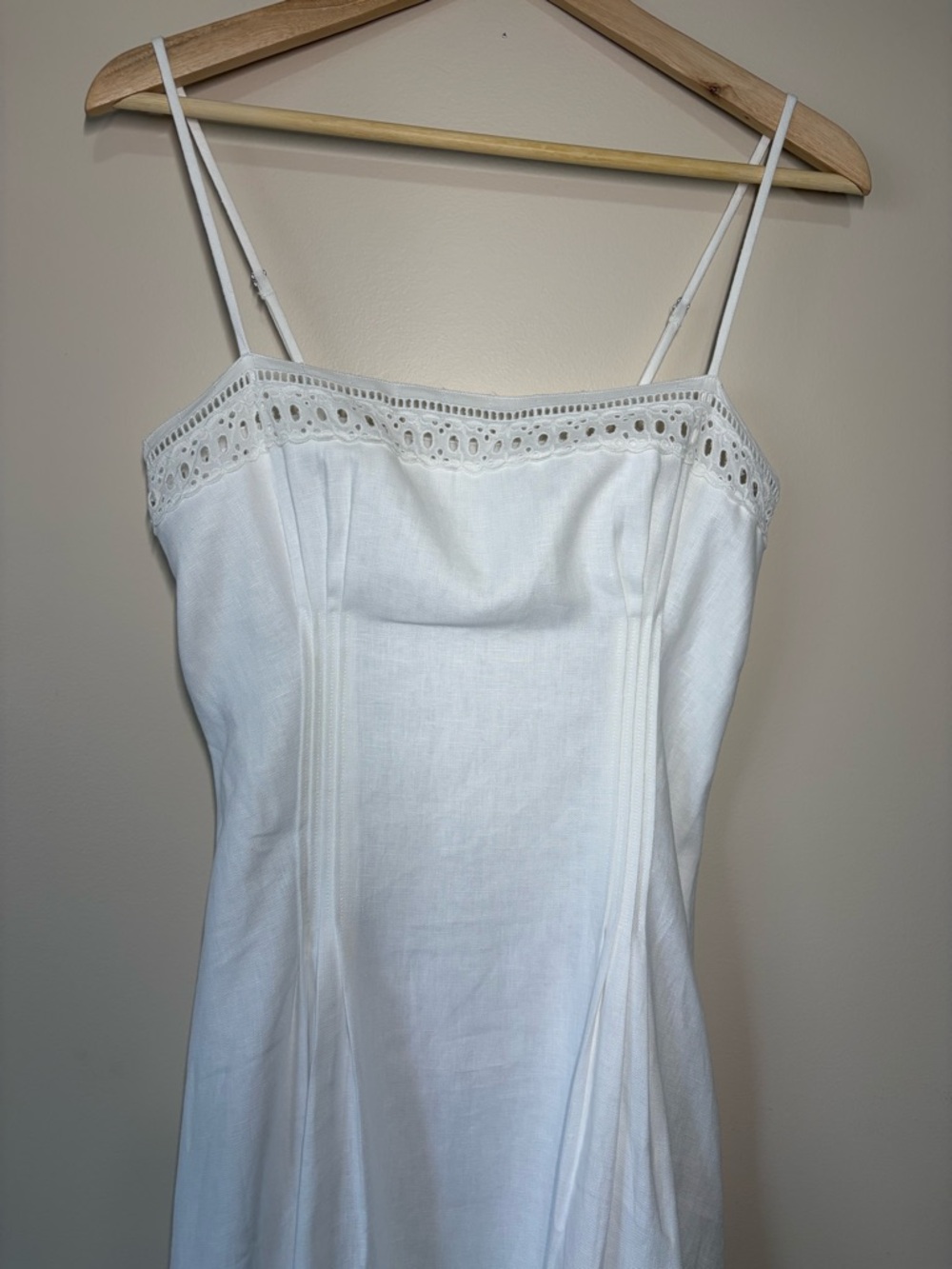 NEW Reformation Pomona Linen Lace Trim Midi Dress White | US 2 UK 6 - Picture 9 of 13